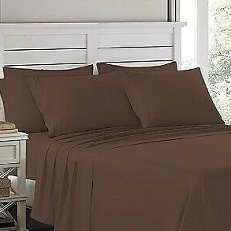 Hypoallergenic Silk Sheets for Sensitive Sleepers4 Piece Deep Pocket 1900 Fitted Sheet Set Full Chocolate Brown