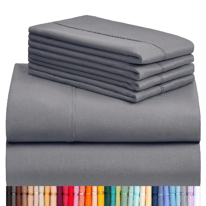 Fitted Sheets with Reinforced Corners for Long - Lasting Use6 PC California King Sheet Set, Breathable Luxury Bed Sheets, Deep Pockets 18"Wrinkle Free Cooling Sheets Machine Washable Hotel