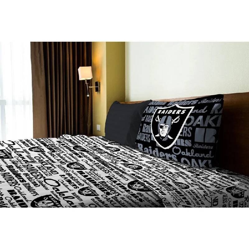 Fitted Sheets with Reinforced Corners for Long - Lasting UseNFL 820 Raiders Anthem Twin Sheet Set