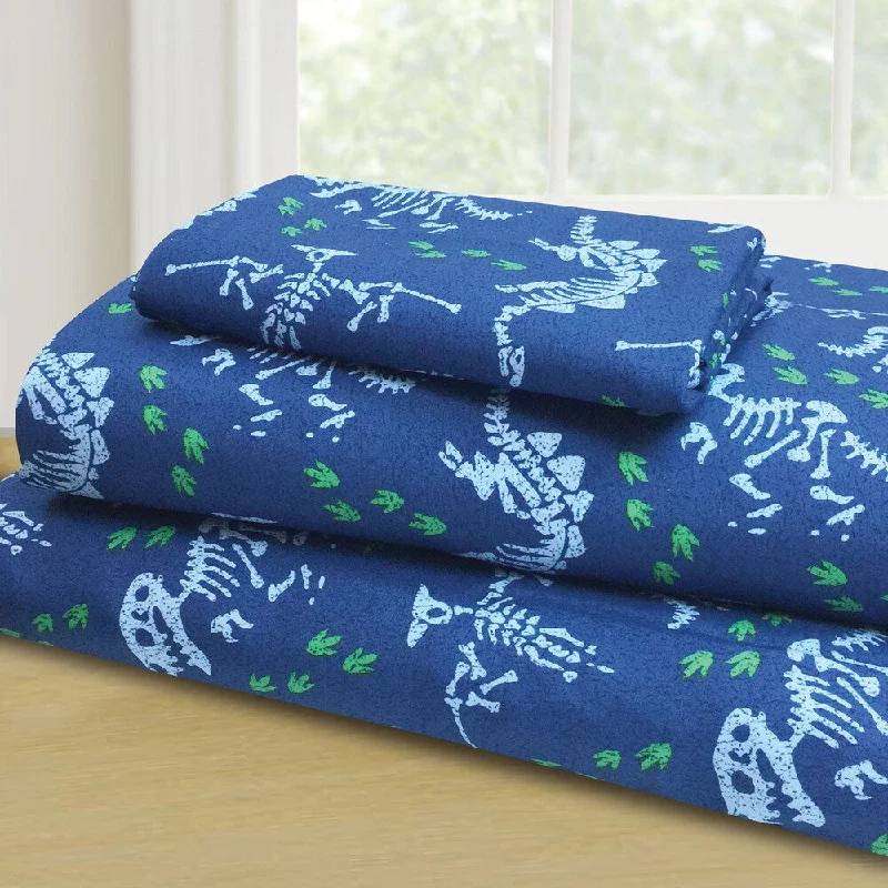 Fitted Sheets with Reinforced Corners for Long - Lasting UseDinosaur Bones Twin Sheet Set