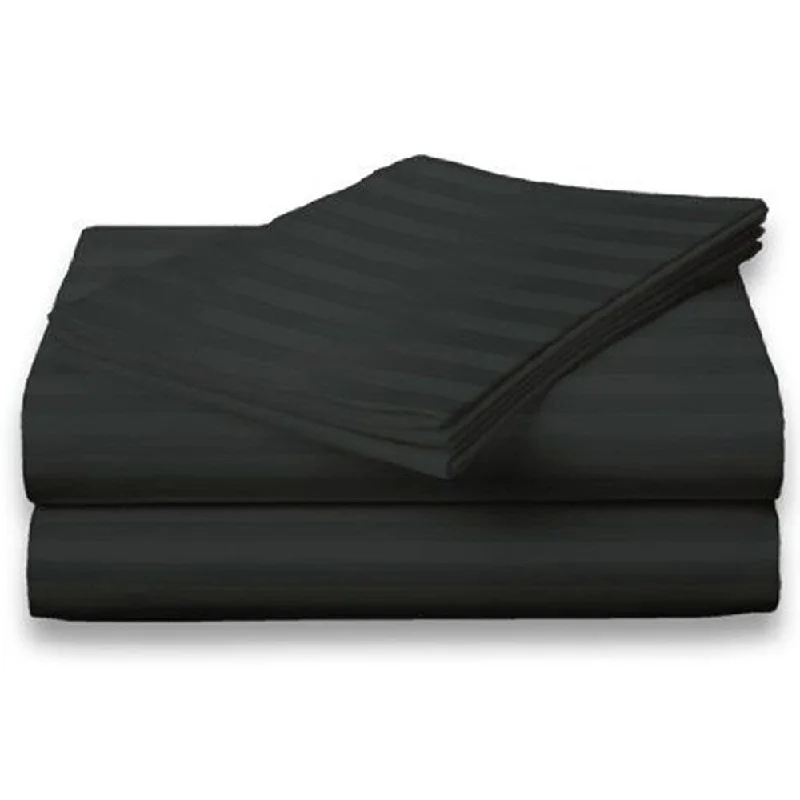 Sheet Sets with Multiple Pillowcase Options400 Thread Count Deluxe Cotton Dobby Stripe King Bed Sheet Black