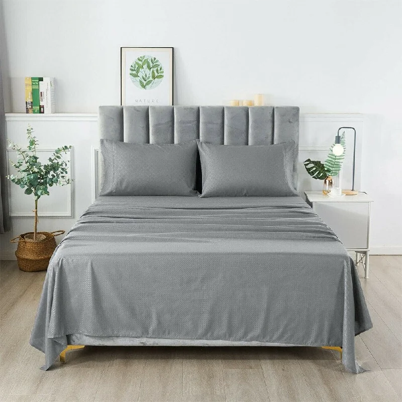 Linen - Cotton Blend Sheets for a Natural and Versatile Option4 Piece Extra Deep Bedsheets Microfiber Hotel Quality King Grey