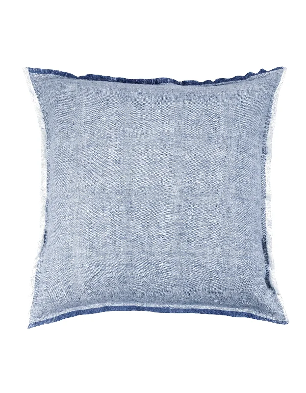 Kids Pillows with Fun DesignsChambray Blue Fringe Blue Linen Pillows