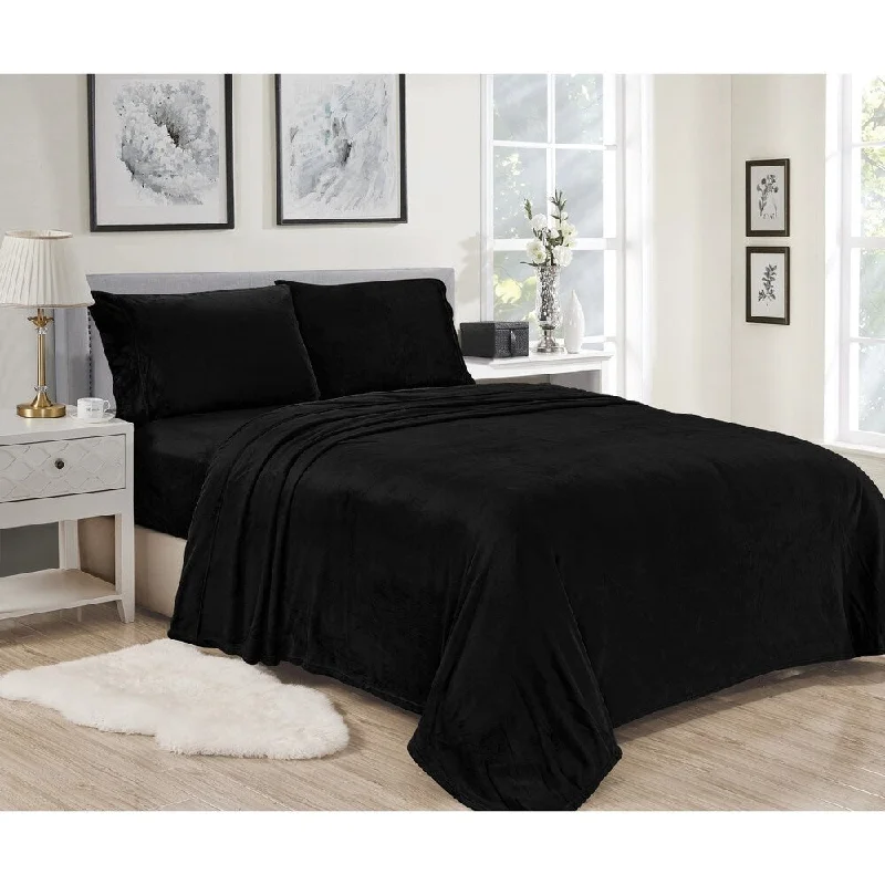 Polyester - Cotton Blend Sheets for Durability and ComfortLavana Microplush Sheet Sets Queen Black