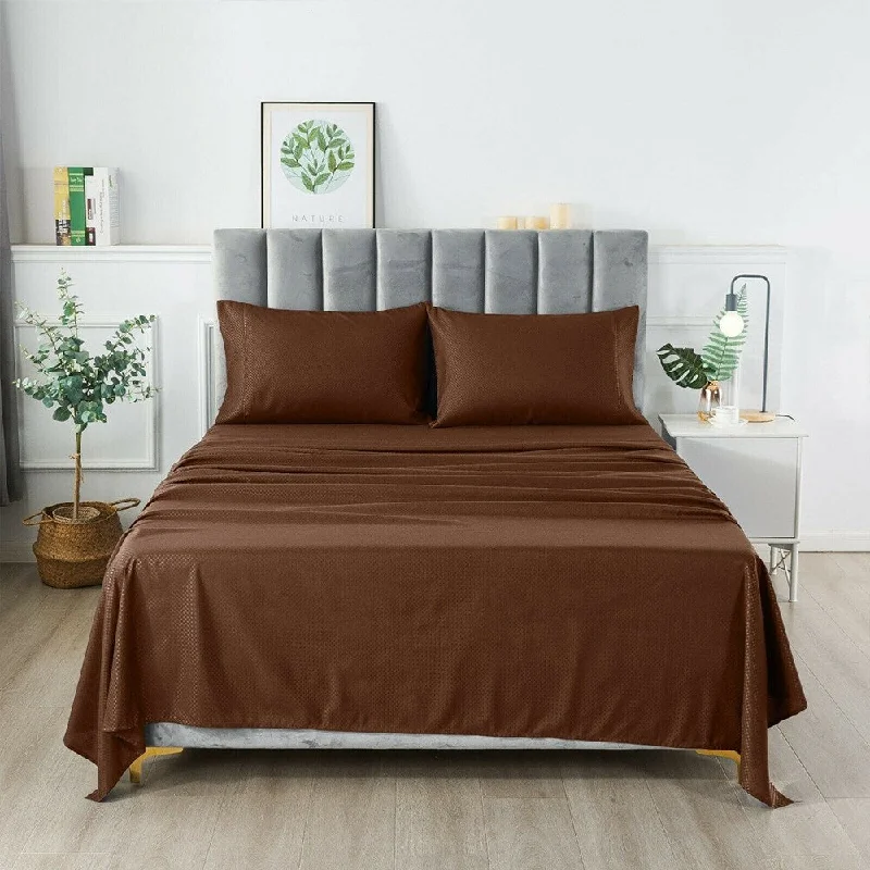 Jersey - Knit Sheets for a Comfortable and Casual Bed4 Piece Extra Deep Bedsheets Microfiber Hotel Quality Queen Chocolate