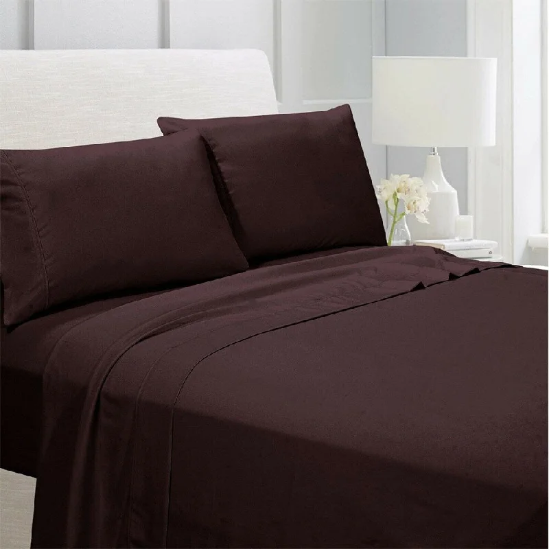 Polyester - Cotton Blend Sheets for Durability and ComfortEgyptian Comfort 1800 Count 4 Piece Bed Sheet Set Full Brown