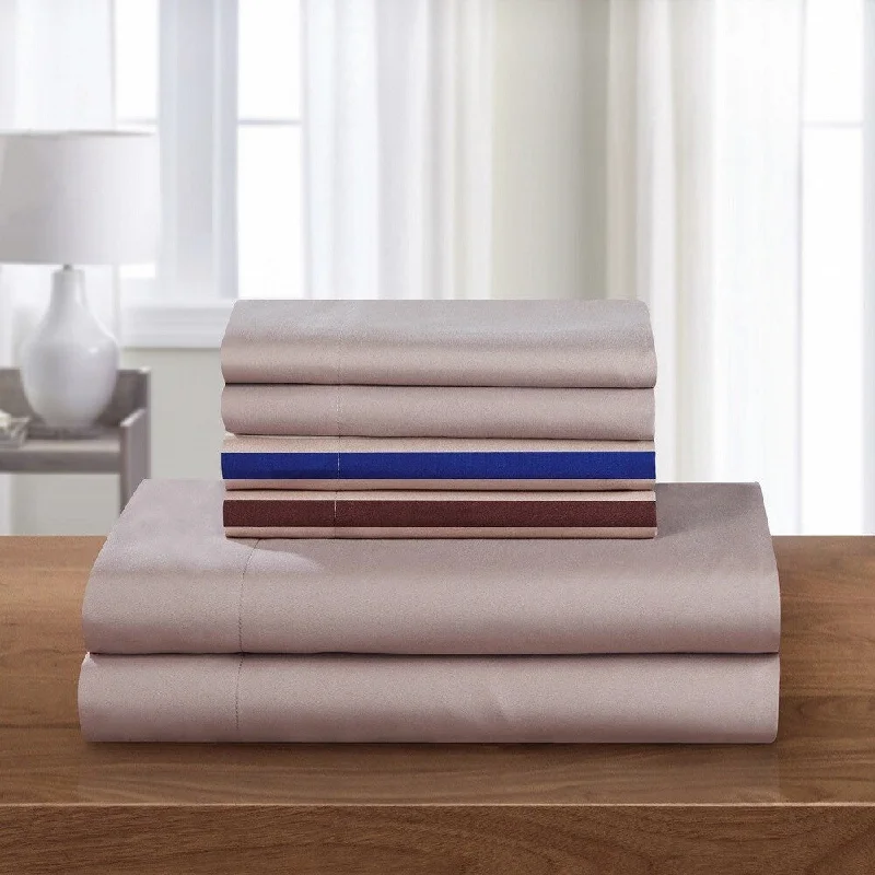 Rayon - Cotton Sheets for a Breathable and Soft BlendChic Home Clifton Striped Printed/ Solid 12-Piece Sheet Set