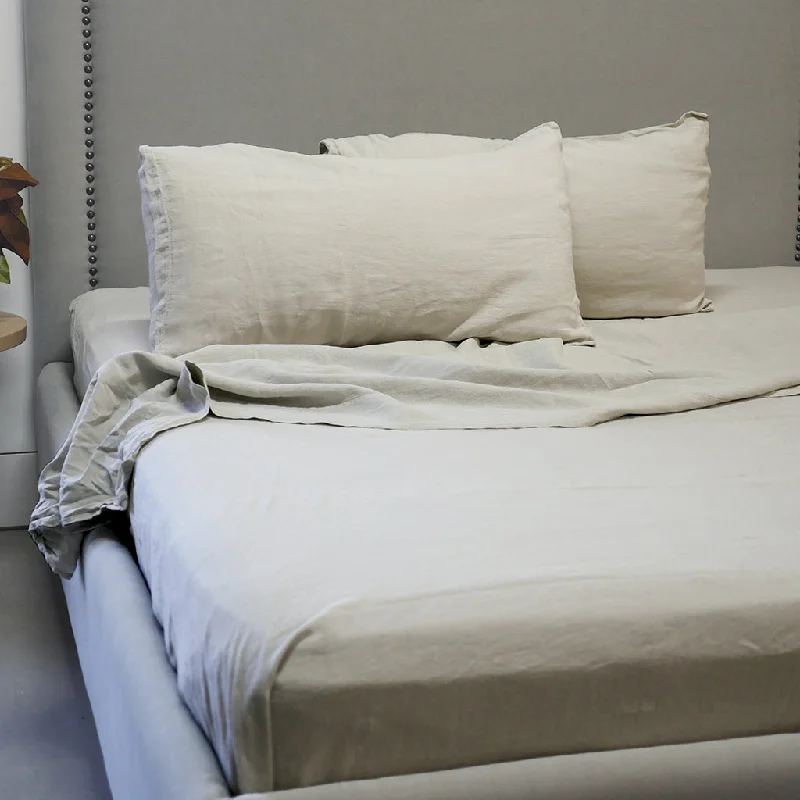 Anti - Pill Microfiber Sheets for a Smooth AppearanceVIDA STONEWASHED LINEN DOVE SHEETS & PILLOWCASES