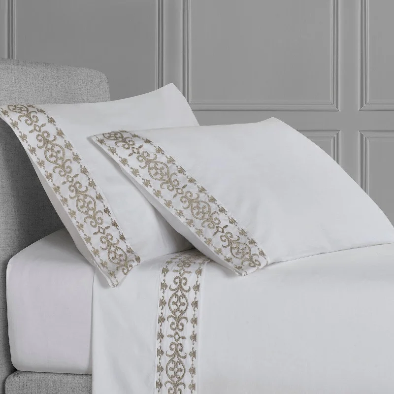 Thermal - Regulating Bamboo Sheets for All - Season ComfortJ. Queen New York Luxembourg Embroidered Sheet Set