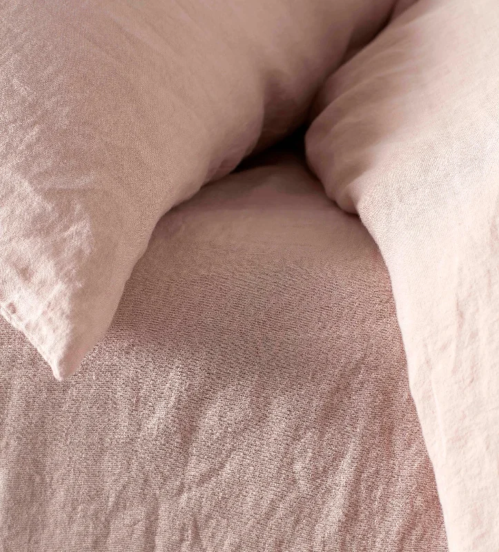 Fitted Sheets with Reinforced Corners for Long - Lasting UseBlush Pink 100% Linen Fitted Sheet