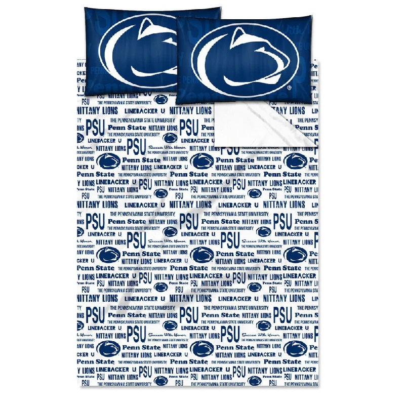 Anti - Pill Microfiber Sheets for a Smooth AppearanceCOL 821 Penn State 'Anthem' Full-size Sheet Set - Blue