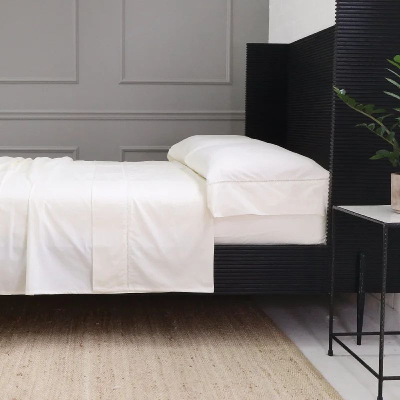 Flat Sheets with a High - Quality Finish for a Luxurious LookComo Ladder Stitch Cotton Sateen Sheet Set