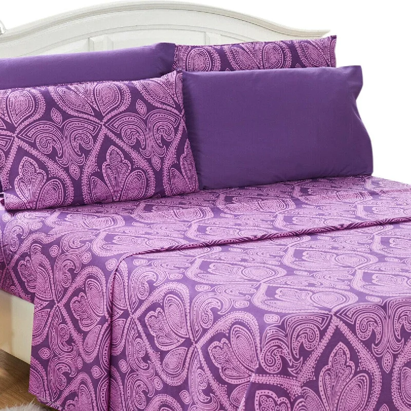 Wrinkle - Free Polyester Sheets for a Low - Maintenance Bed6 Piece Bed Deep Pocket Egyptian Comfort 1800 Sheet Set Full Purple