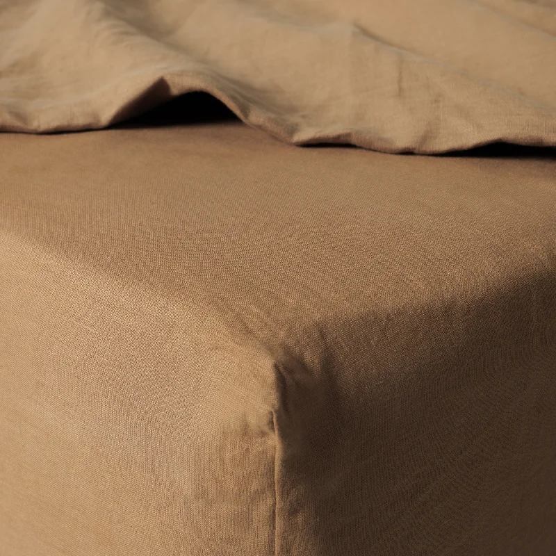 Linen - Cotton Blend Sheets for a Natural and Versatile OptionWalnut Linen Fitted Sheet Set (3 pcs)