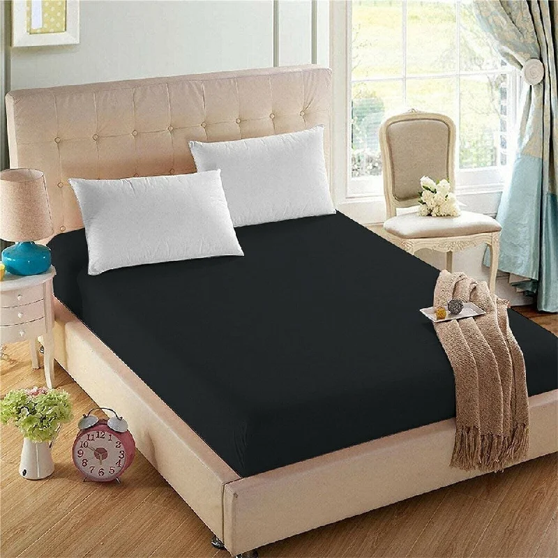 Jersey - Knit Sheets for a Comfortable and Casual BedFitted Sheets Deep Pocket Ultra Soft Microfiber King Black