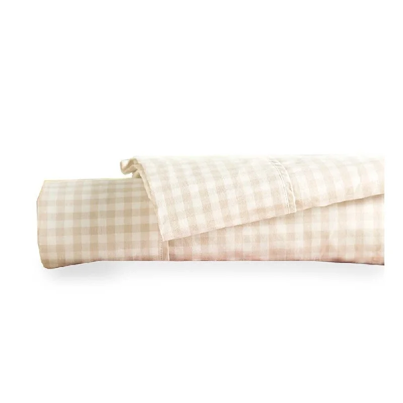 Linen - Cotton Blend Sheets for a Natural and Versatile OptionTwin Gingham Cotton Percale Sheet Set - Natural