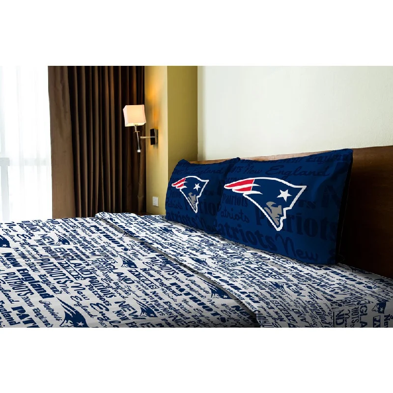 Thermal - Regulating Bamboo Sheets for All - Season ComfortNFL 821 Patriots Anthem Full Sheet Set