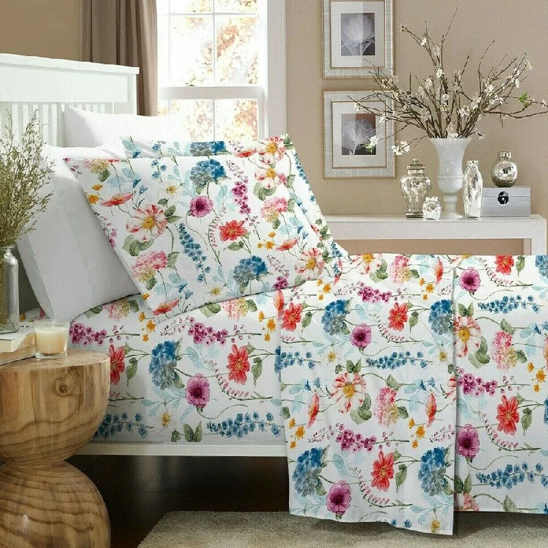 Quilted Cotton Sheets for a Warm and Inviting Bed1200 Thread Count 6 Piece 100% Cotton Sheet Twin White Multi Floral