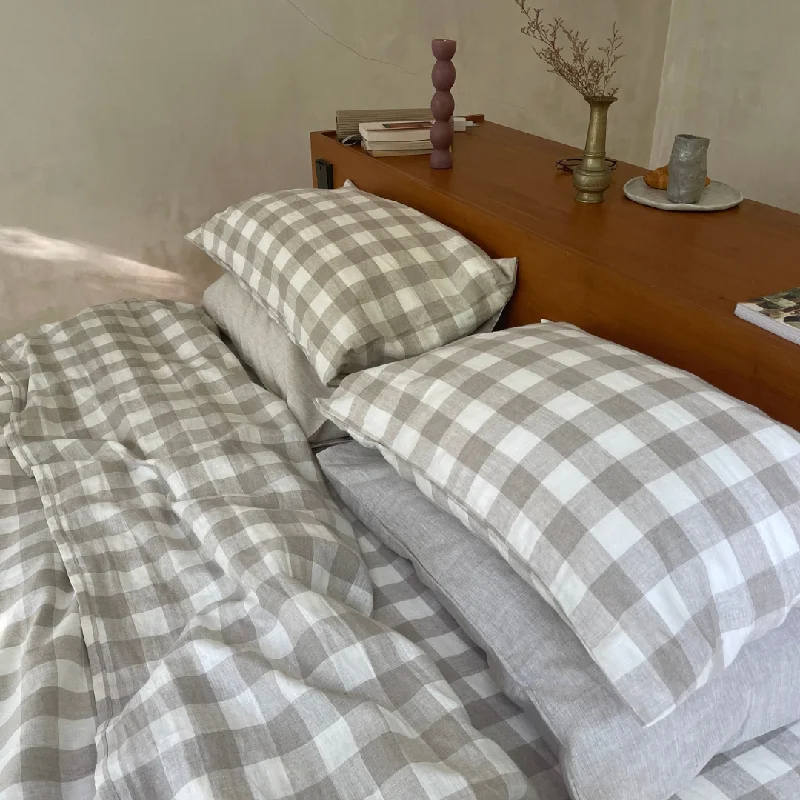 Flat Sheets with a High - Quality Finish for a Luxurious LookGingham Linen Sheet Set (4 pcs)