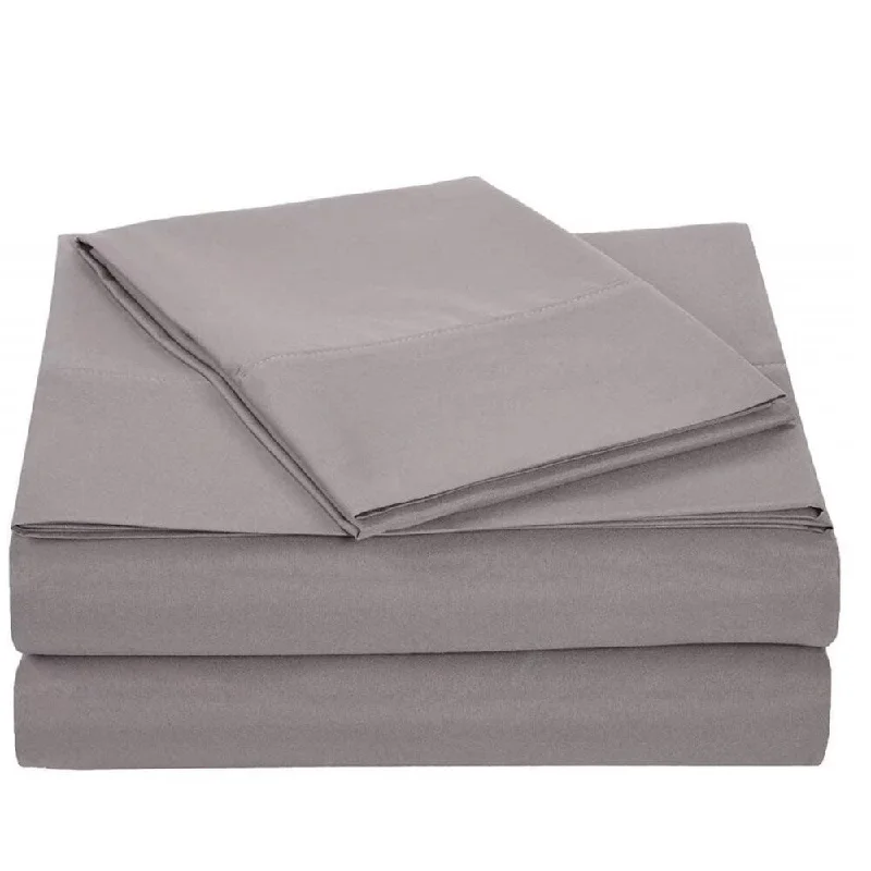 Polyester - Cotton Blend Sheets for Durability and ComfortGrey 3 Piece Twin Size Bed Sheets Set Bed Linens Microfiber Sheets