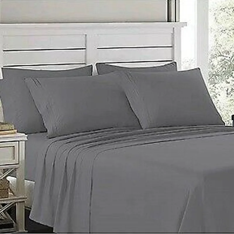 Organic Flannel Sheets for a Natural and Warm Sleep4 Piece Deep Pocket 1900 Fitted Sheet Set Cal King Gray