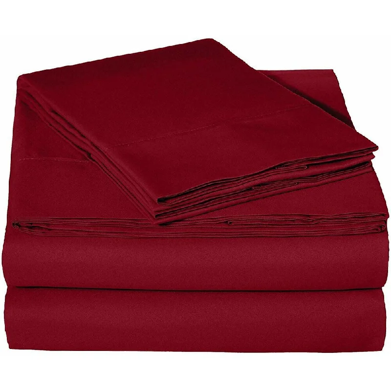 King - Size Sheet Sets with a Decorative Pillow Set400 Thread Count Linens 4-Piece Set 100% Cotton Full Bed Sheet Burgundy