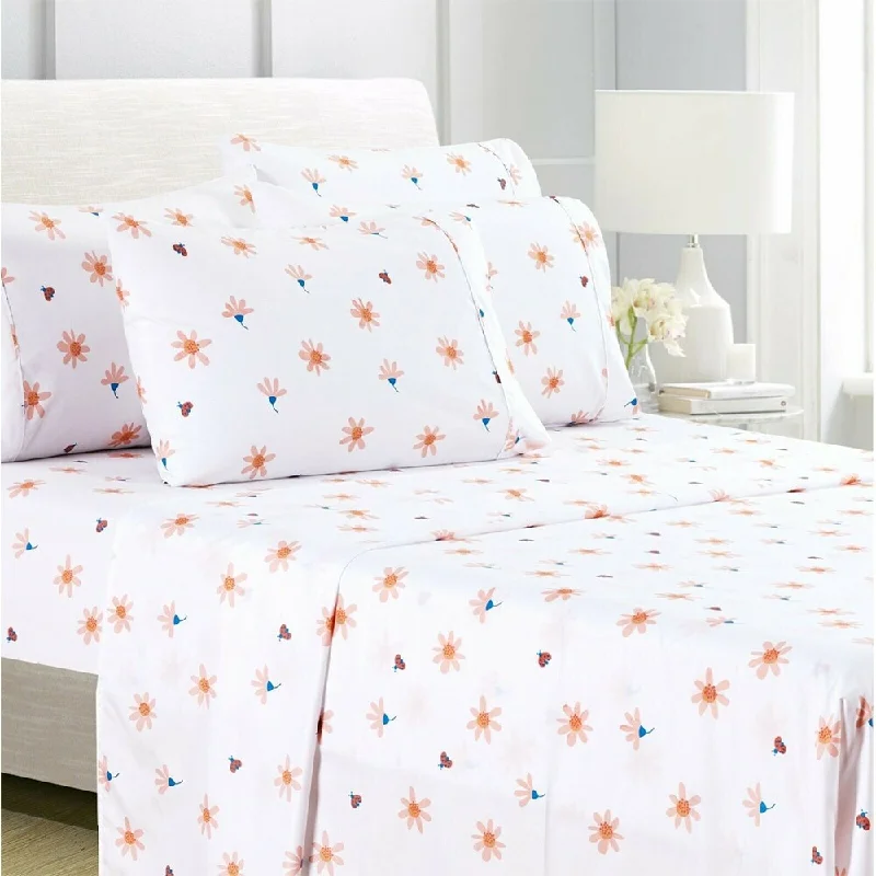 Quilted Cotton Sheets for a Warm and Inviting Bed6-Piece Egyptian Comfort 1800 Series Ultra Twin Pinky Floral