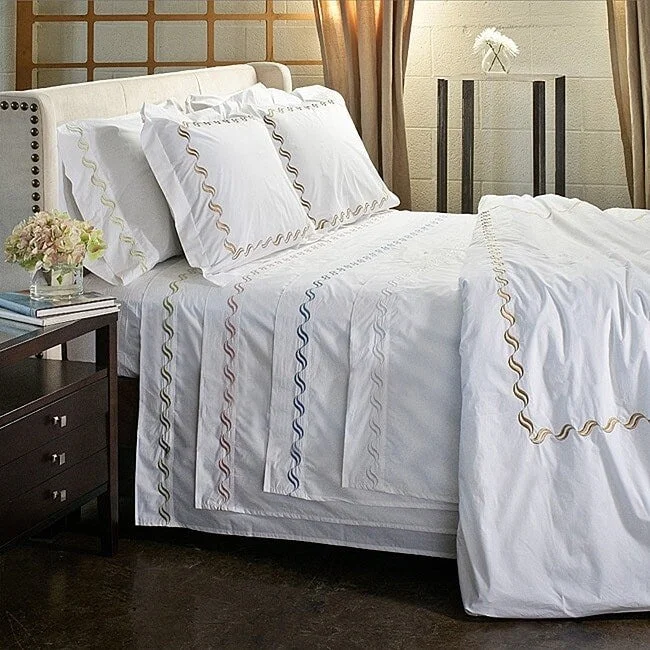 Jersey - Knit Sheets for a Comfortable and Casual Bed300 Thread Count Percale Cotton Embroidered 4-Piece Sheet Set