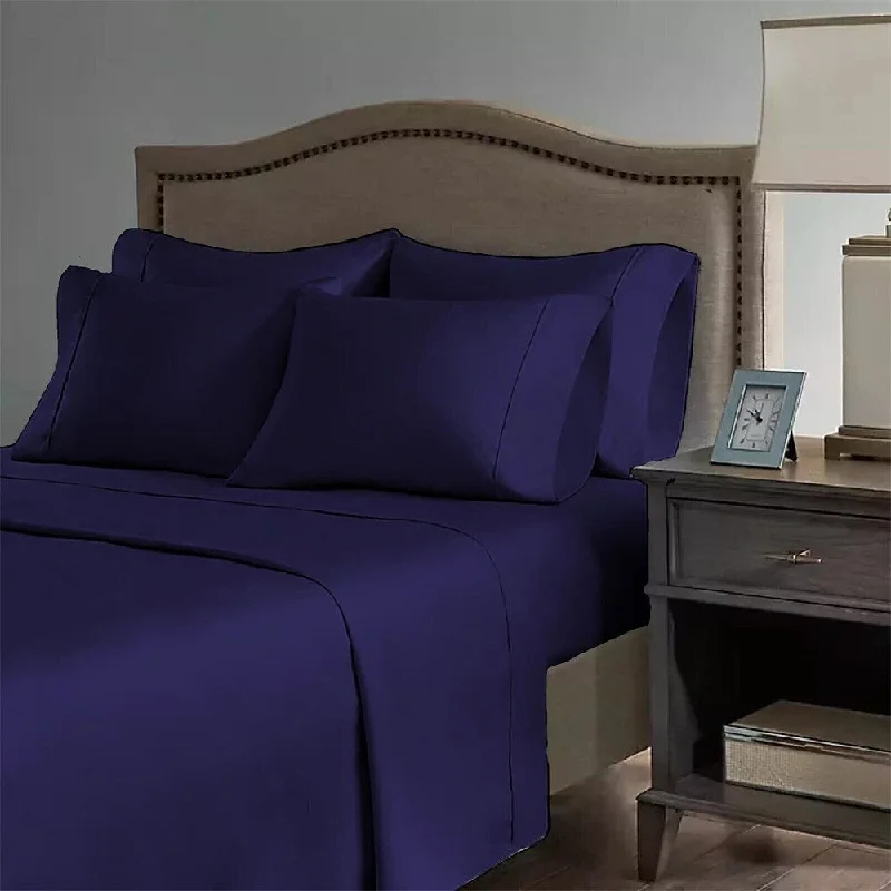 Fitted Sheets with Reinforced Corners for Long - Lasting Use2200 Count 6 Pc Premium Bamboo Deep Pocket Queen Sheet Purple