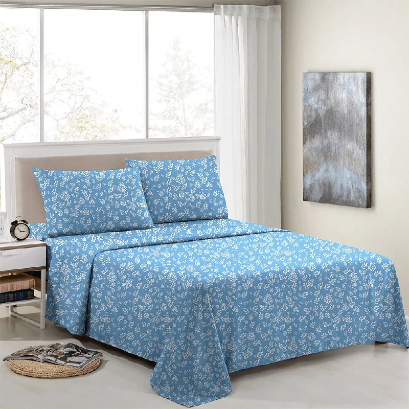 Queen - Size Sheet Sets with a European Pillowcase SetFloral Sheets 4 Piece Egyptian Comfort 1800 Series Twin Blue