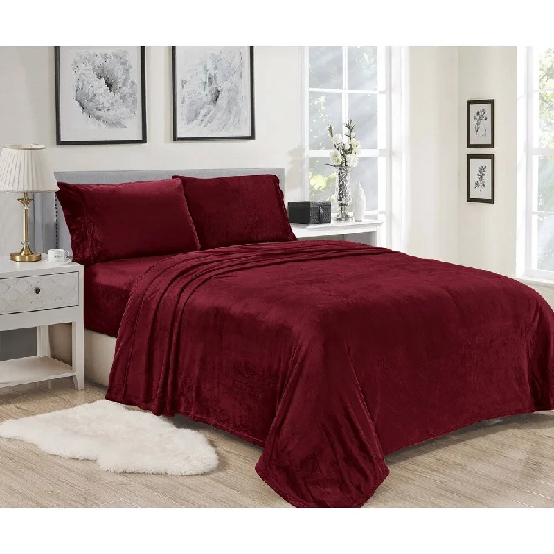 King - Size Sheet Sets with a Decorative Pillow SetLavana Microplush Sheet Sets Twin Burgundy