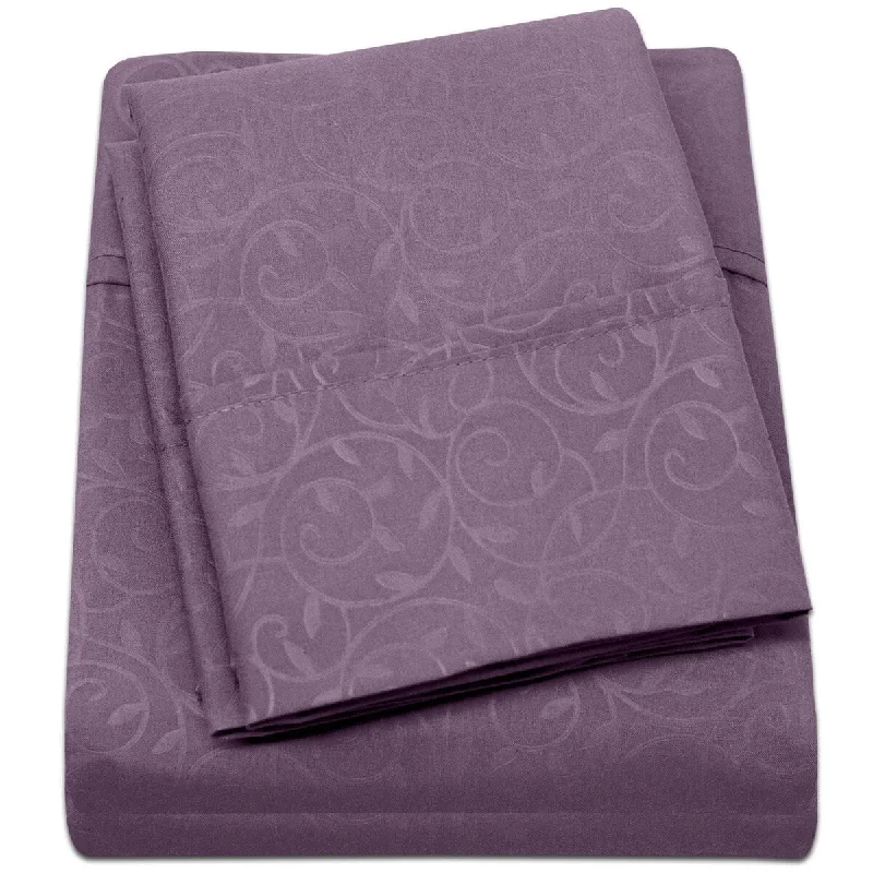 Quilted Cotton Sheets for a Warm and Inviting BedEmbossed Vine Sheet Set Queen Sheet Set Plum