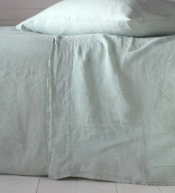 Linen - Cotton Blend Sheets for a Natural and Versatile OptionDuck Egg 100% Linen Flat Sheet