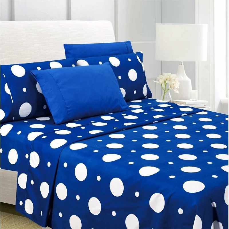 Wrinkle - Free Polyester Sheets for a Low - Maintenance Bed6-Piece Egyptian Comfort 1800 Series Ultra Full Blue Polka Dot