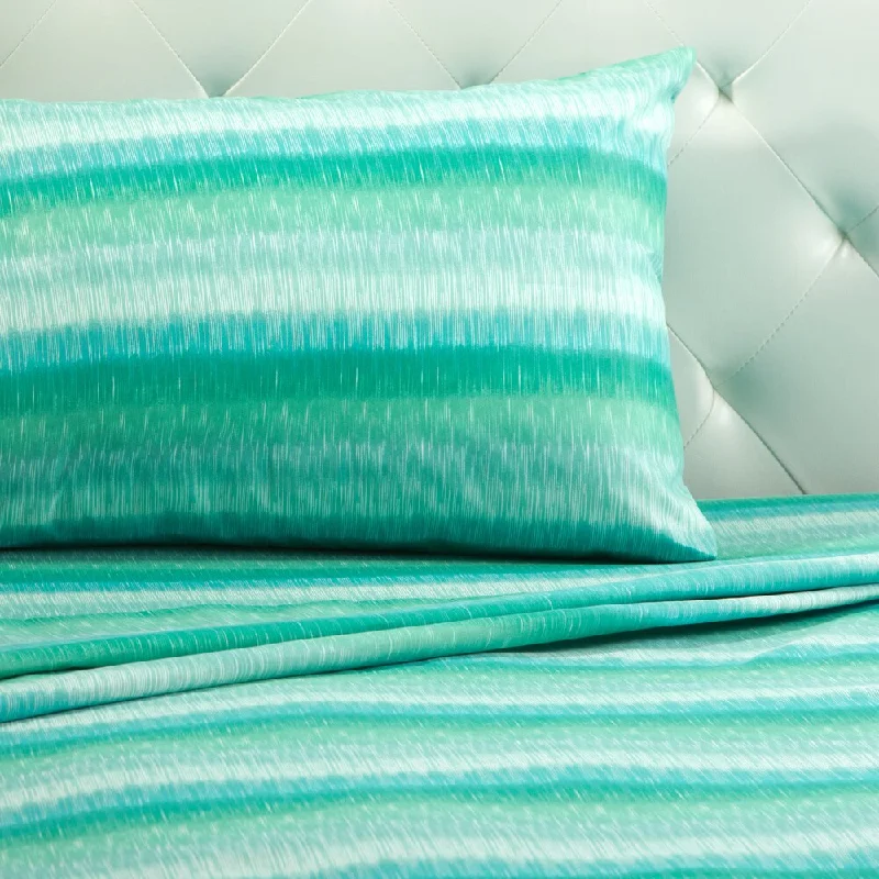 Polyester - Cotton Blend Sheets for Durability and ComfortMalibu Stripe Printed Bed Sheet Set