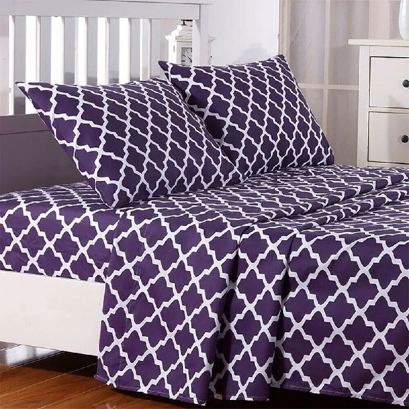 Twin - Size Sheet Sets with a Pillow ProtectorEgyptian Comfort Bed Sheet Set 1800 Count 4 Piece Twin XL Purple White