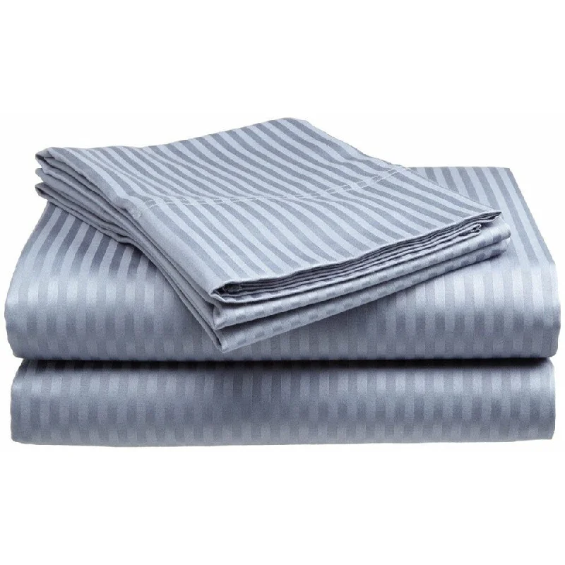 Twin - Size Sheet Sets with a Pillow Protector400 Thread Count Deluxe Cotton Dobby Stripe Twin Bed Sheet Light Blue