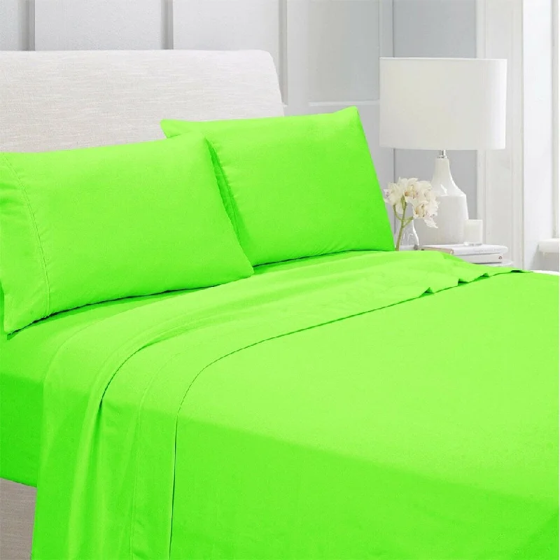 Linen - Cotton Blend Sheets for a Natural and Versatile OptionEgyptian Comfort 1800 Count 4 Piece Bed Sheet Set Full Lime Green