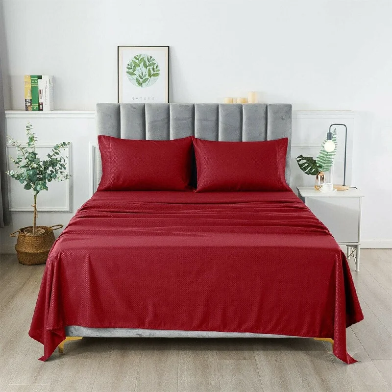 Flat Sheets with a High - Quality Finish for a Luxurious Look4 Piece Extra Deep Bedsheets Microfiber Hotel Quality Queen Burgundy