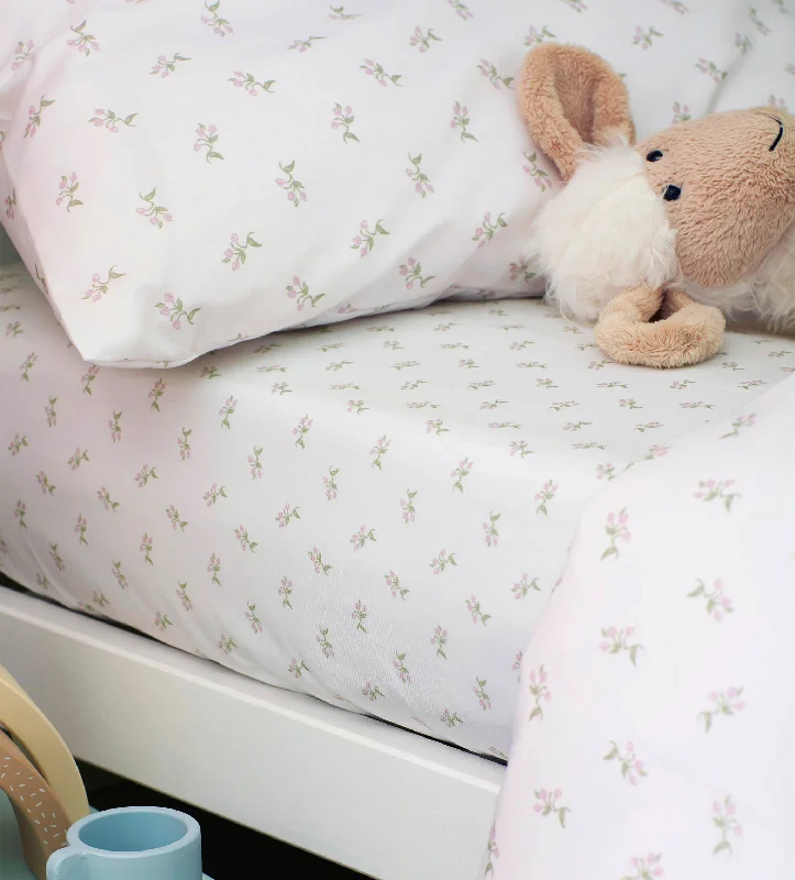 Flat Sheets with a High - Quality Finish for a Luxurious LookWhite Fleur 100% Organic Cotton Cot Bed Fitted Sheet