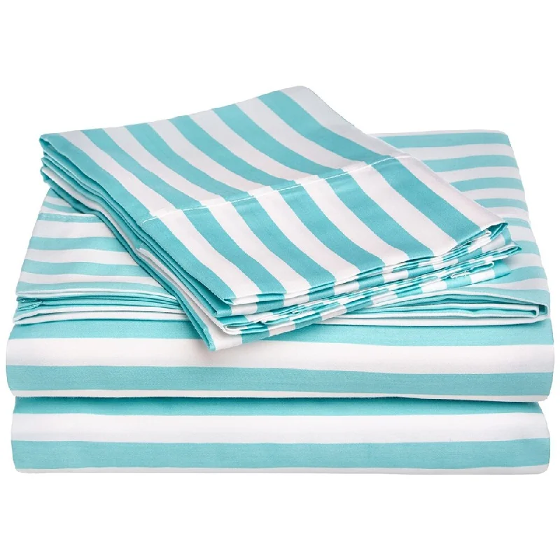 Moisture - Wicking Cotton Sheets for a Dry and Comfortable SleepDecorative Kids Striped Cabana Cotton Sheet Set Twin Sky Blue