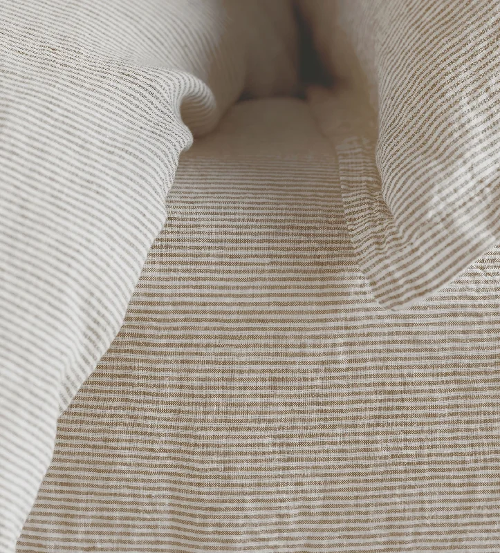 Fitted Sheets with Reinforced Corners for Long - Lasting UseNatural Sid Stripe 100% Linen Fitted Sheet