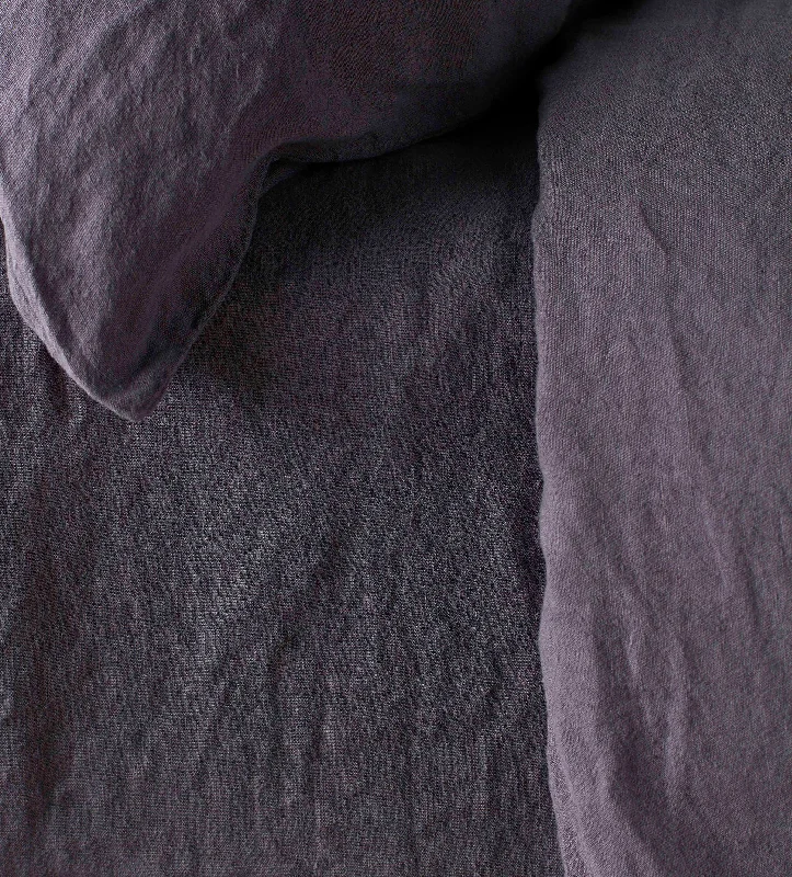 Quilted Cotton Sheets for a Warm and Inviting BedAubergine Purple 100% Linen Fitted Sheet