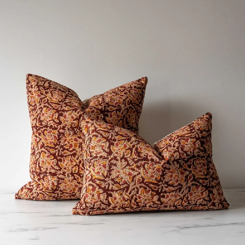 Plush Pillows for a Cozy BedSienna Block Print Pillow Cover