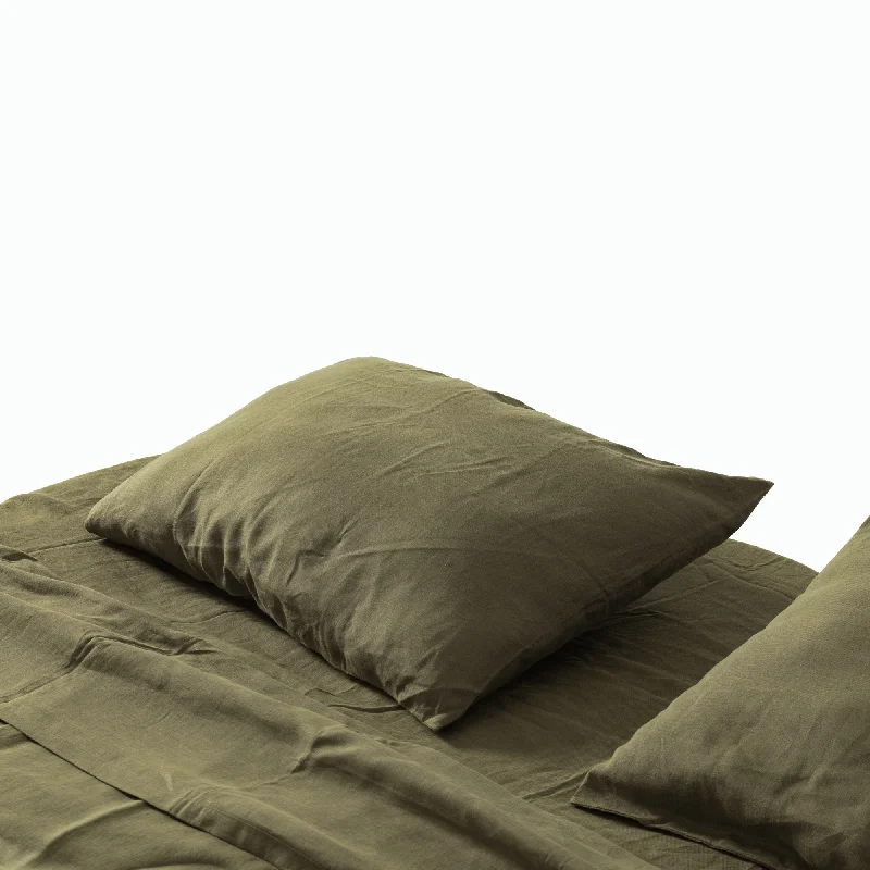 Anti - Pill Microfiber Sheets for a Smooth AppearanceOlive Linen Sheet Set (4 pcs)