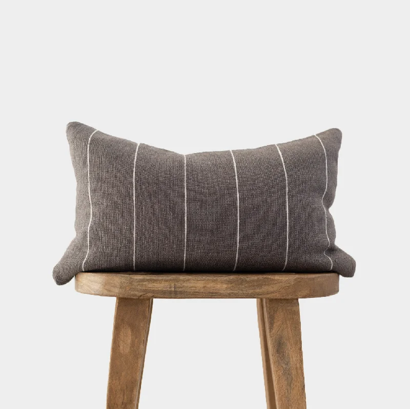 Round Pillows for Boho-Style InteriorsWren In Warm Charcoal - Lumbar 12x20" | 12x26" | 12x40"