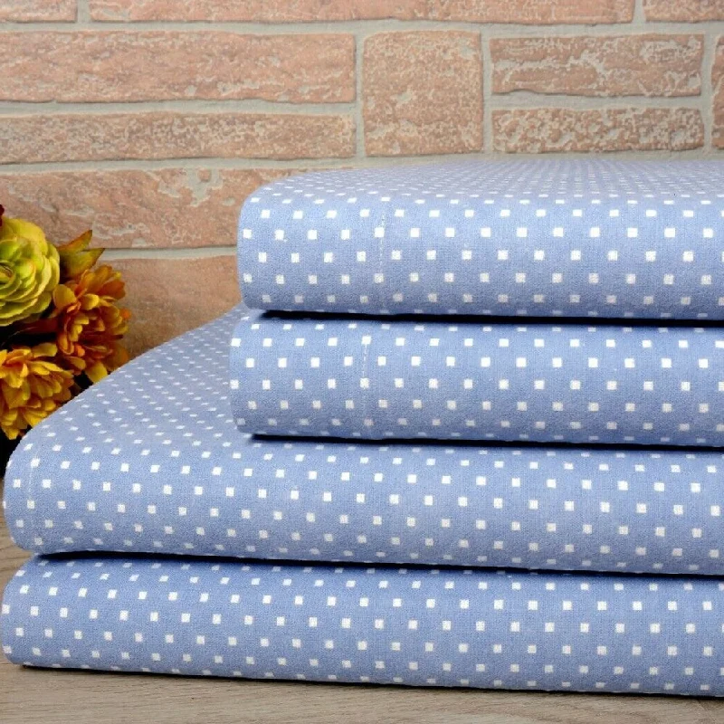 Organic Flannel Sheets for a Natural and Warm Sleep100% Cotton Printed Flannel Soft Deep Pocket Full Blue Dots