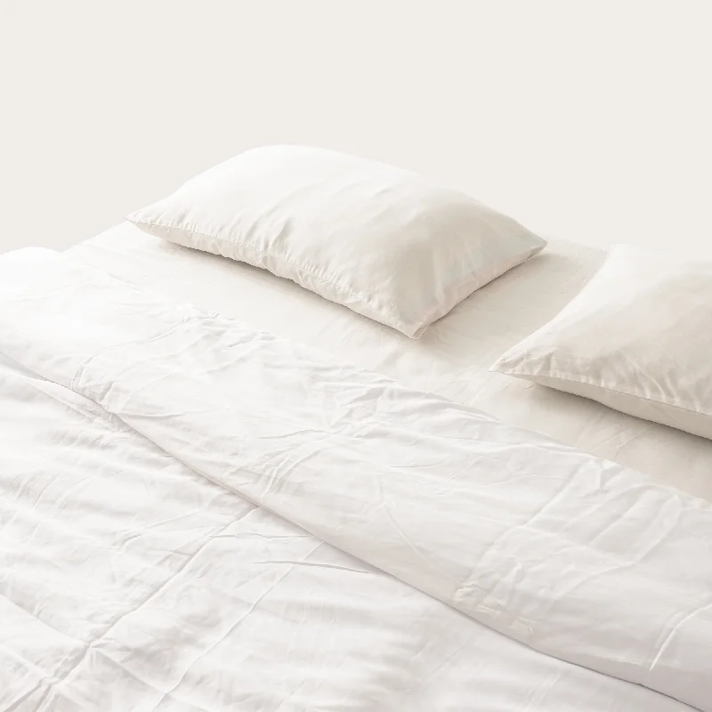 Wrinkle - Free Polyester Sheets for a Low - Maintenance BedWhite Eucalyptus Sheet Set (4 pcs)