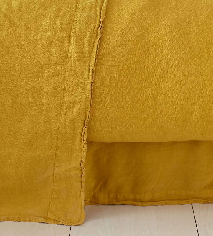 Thermal - Regulating Bamboo Sheets for All - Season ComfortMustard Yellow 100% Linen Flat Sheet