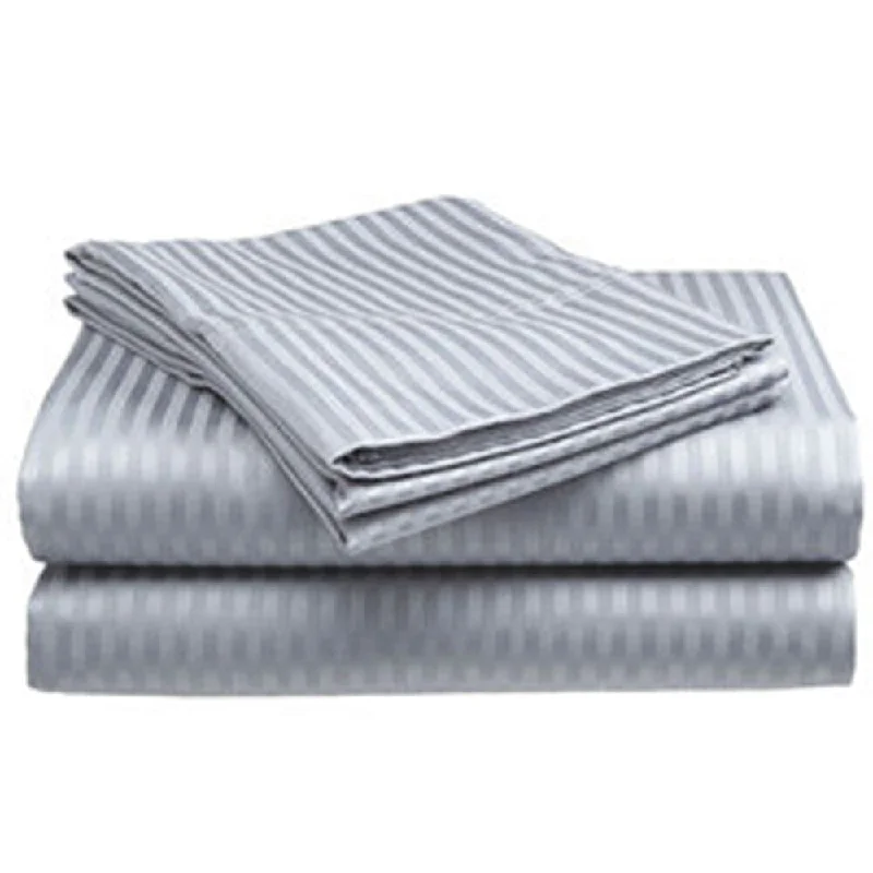 Anti - Pill Microfiber Sheets for a Smooth Appearance400 Thread Count Deluxe Cotton Dobby Stripe Twin Bed Sheet Silver